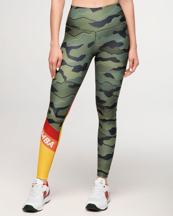 Zumba Explore High Waisted Ankle Leggings - Olive Expedition