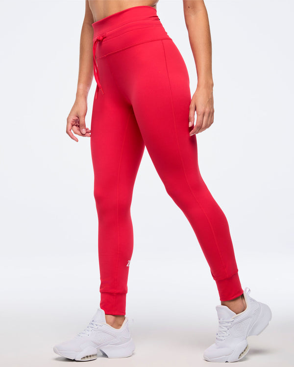 Zumba Haus High Waisted Ankle Leggings With Drawcord - Red