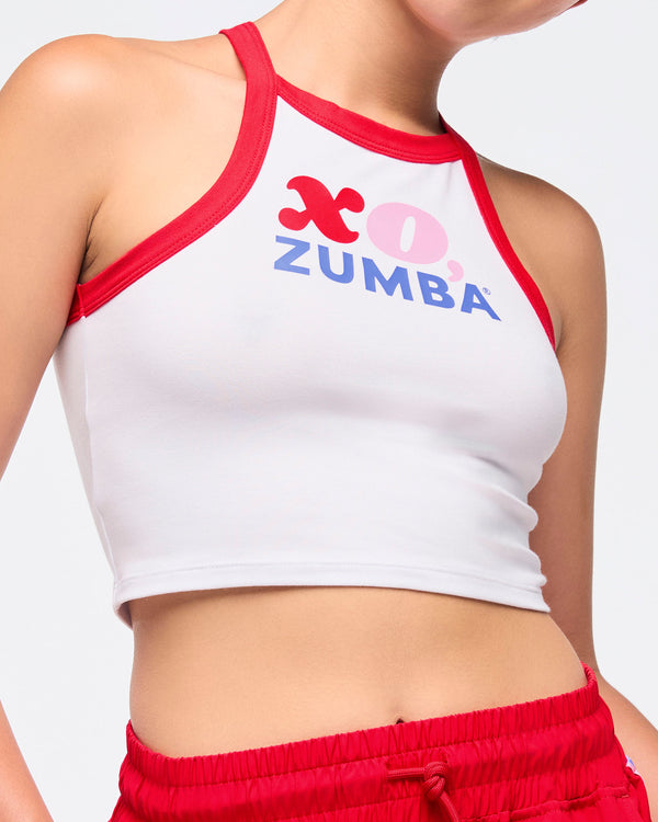Wear It Out White # Zumba Love High Neck Crop Cami Tank