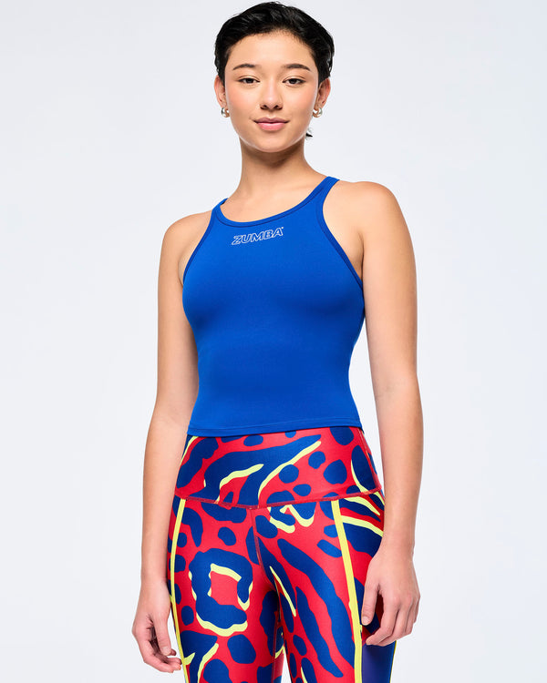 Surfs Up Blue # Victory Cami Tank With Shelf Bra