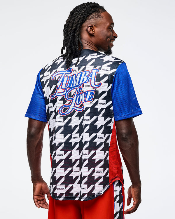 Black/White # Zumba Amour Baseball Button-Up Jersey