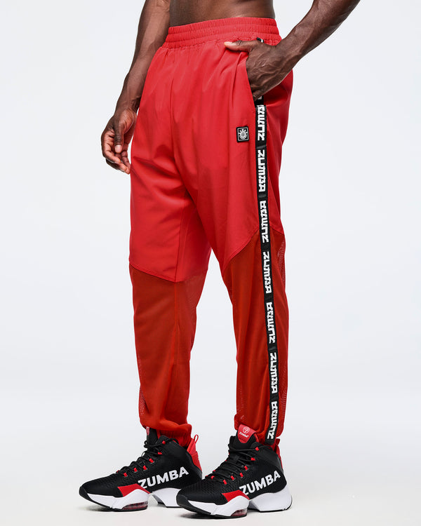 Eastern Flavor High Waisted Woven Track Pants With Mesh