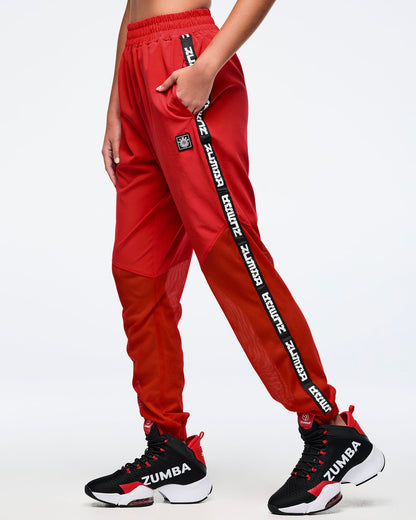 Eastern Flavor High Waisted Woven Track Pants With Mesh