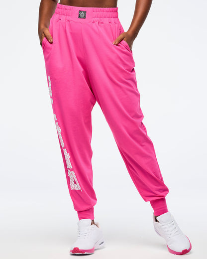 Back to the Fuchsia # Eastern Flavor Knit Drop Crotch Joggers