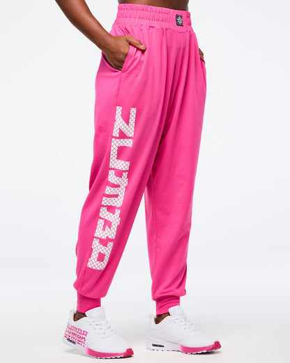 Back to the Fuchsia # Eastern Flavor Knit Drop Crotch Joggers