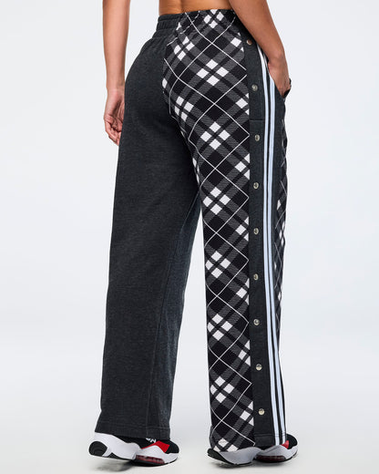 Eastern Flavor Wide Leg Pants With Wide Side Snap Placket