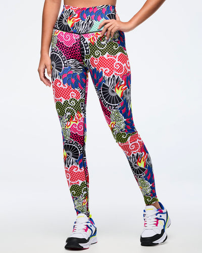 Eastern Flavor Z-Lift High Waisted Ankle Leggings - Pink/Yellow