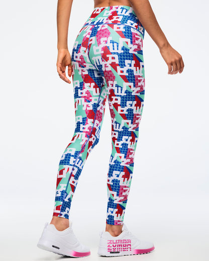 Eastern Flavor High Waisted Ankle Leggings - Green/Blue