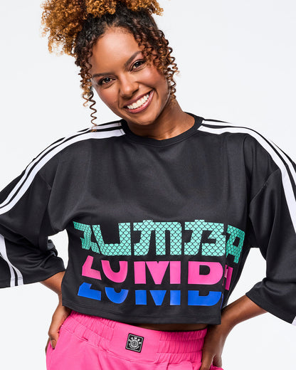 Bold Black # Eastern Flavor Oversized Boxy Crop Top With Strapping