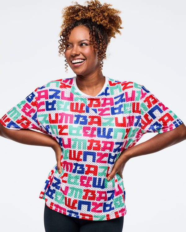 Eastern Flavor Boxy Mesh Top With Side Slits