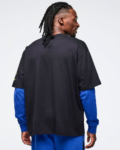 Bold Black # Eastern Flavor Men's Oversized Crew Neck Tee