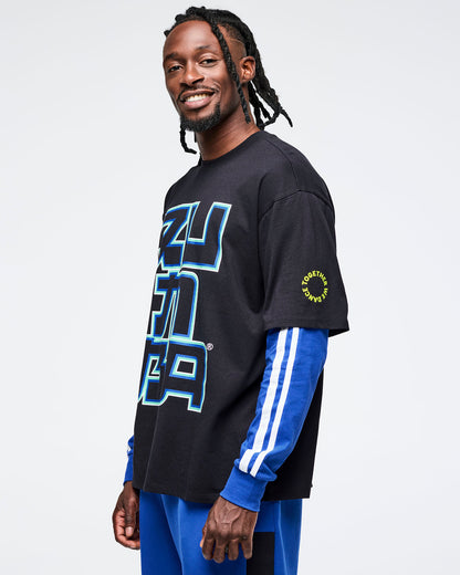 Bold Black # Eastern Flavor Men's Oversized Crew Neck Tee