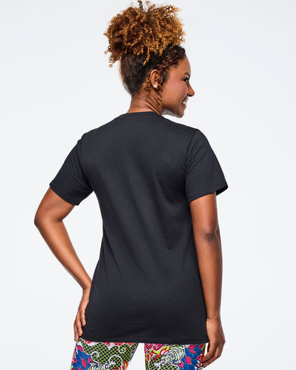 Bold Black # Eastern Flavor Crew Neck Tee - Black