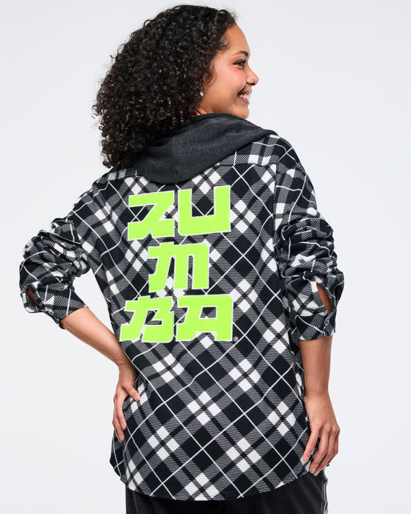 Eastern Flavor Flannel Shacket With Hood