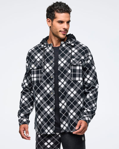 Eastern Flavor Flannel Shacket With Hood