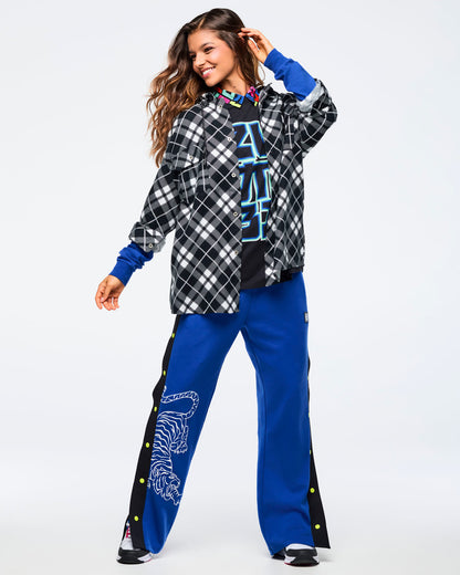 Eastern Flavor Flannel Shacket With Hood