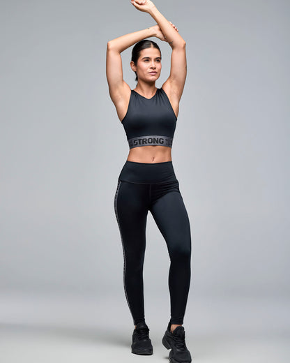 STRONG iD High Waisted Ankle Leggings With Elastic Side