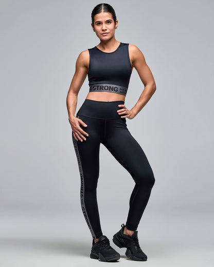 STRONG iD High Waisted Ankle Leggings With Elastic Side