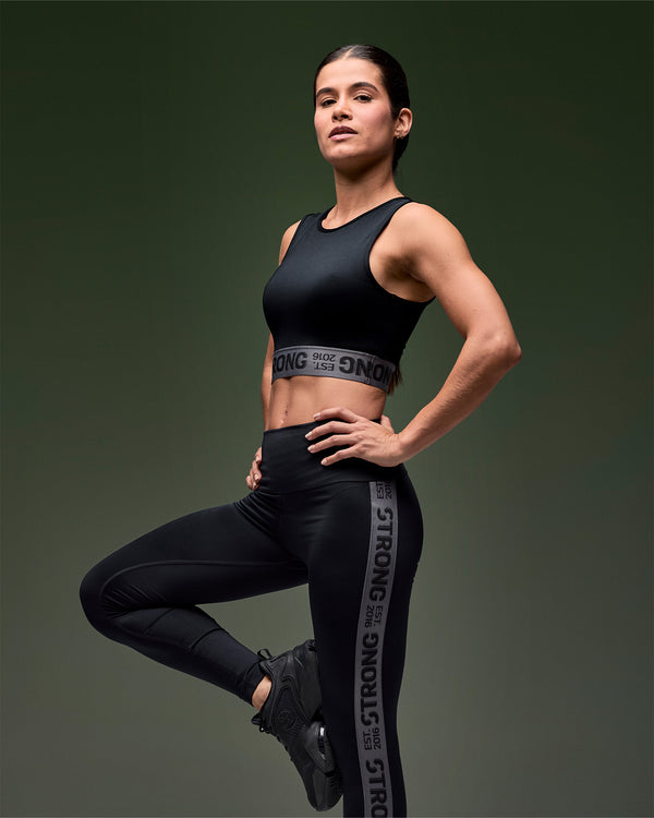 STRONG iD High Waisted Ankle Leggings With Elastic Side