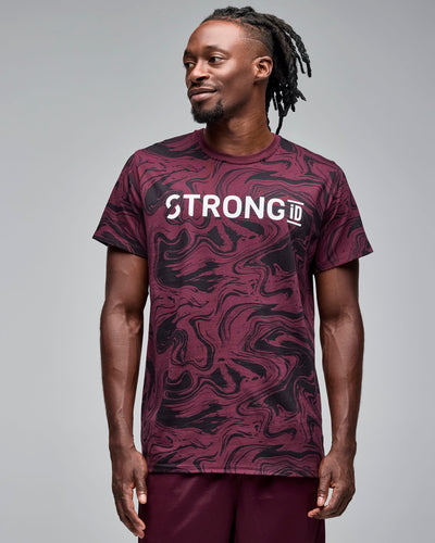 STRONG iD Unisex Tee - Burgundy/Black