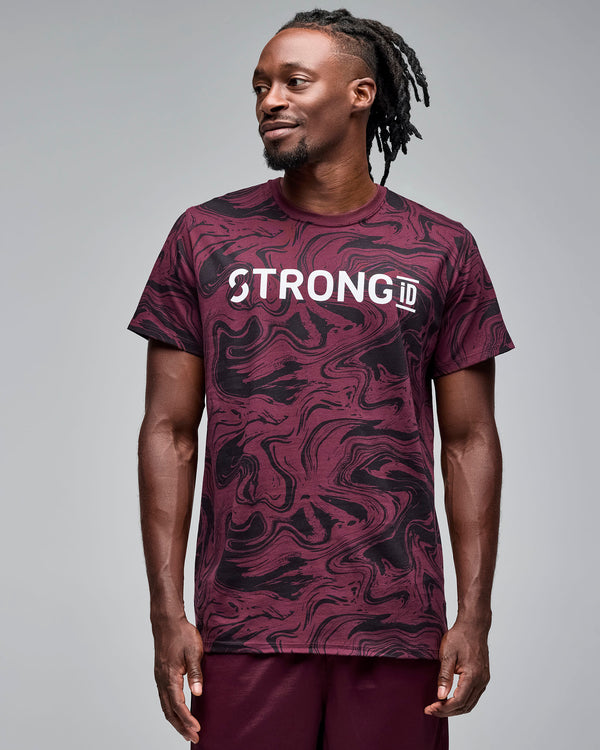 STRONG iD Unisex Tee - Burgundy/Black