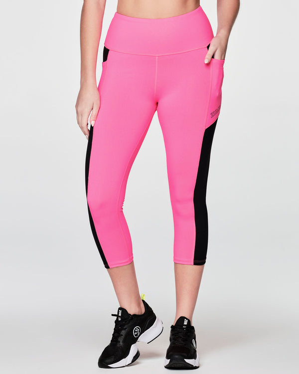 Zumba Electric Bright High Waisted Crop Leggings