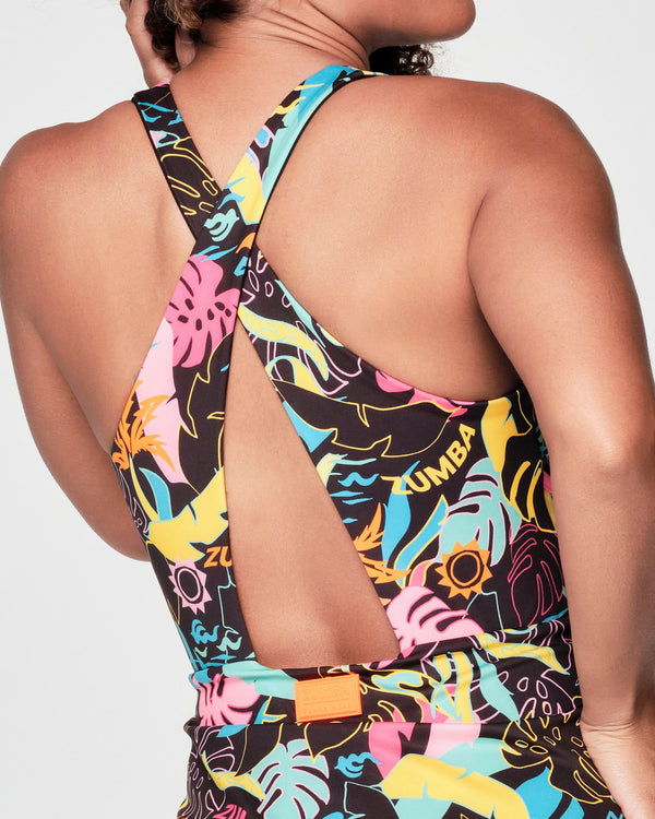 Zumba Palm Party Bodysuit Skort Dress