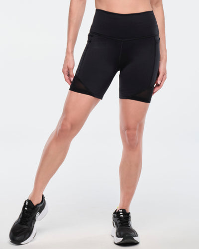 Funscape High Waisted Biker Shorts With Mesh