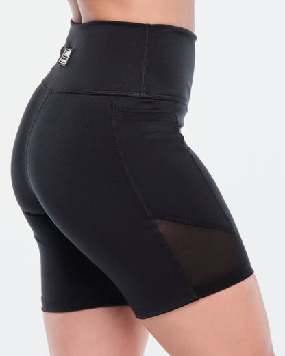 Funscape High Waisted Biker Shorts With Mesh