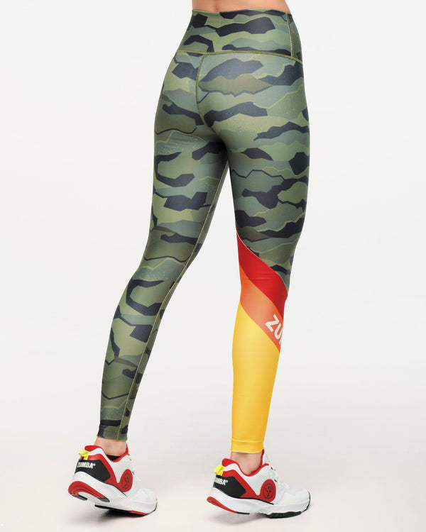 Zumba Explore High Waisted Ankle Leggings  - Olive Expedition