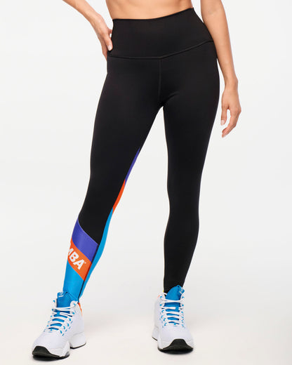 Zumba Explore High Waisted Ankle Leggings With Diagonal Insert