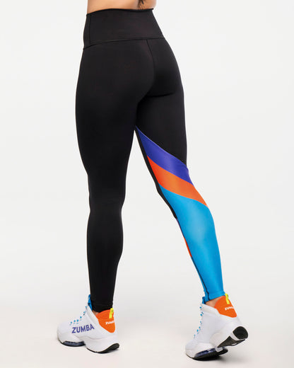 Zumba Explore High Waisted Ankle Leggings With Diagonal Insert