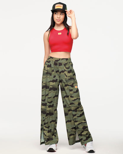 Zumba Explore Wide Leg Woven Pants - Olive Expedition