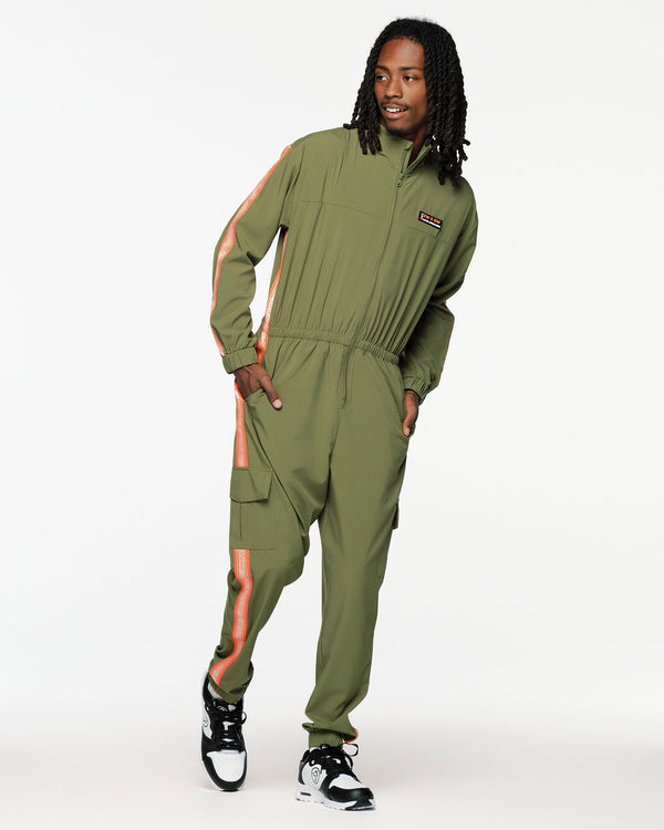 ZW X GW Mock Neck Woven Cargo Jumpsuit