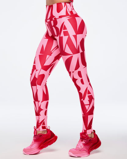 Zumba Haus High Waisted Ankle Leggings - Red/Pink