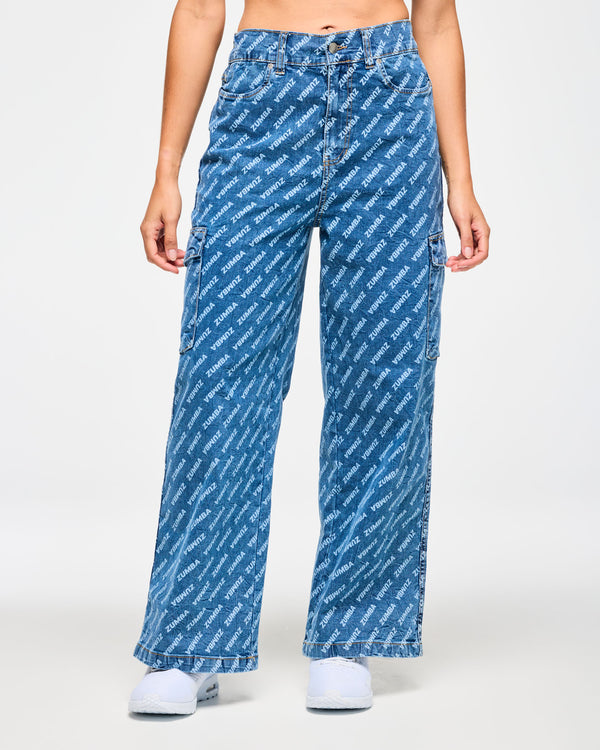 Blue Jean Baggy Denim Cargo Pants