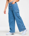 Blue Jean Baggy Denim Cargo Pants