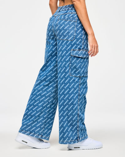 Blue Jean Baggy Denim Cargo Pants