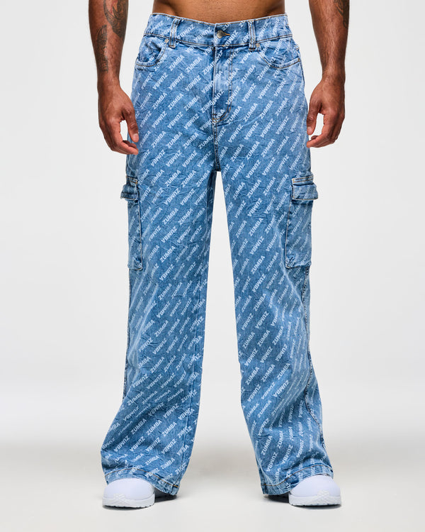 Blue Jean Baggy Denim Cargo Pants