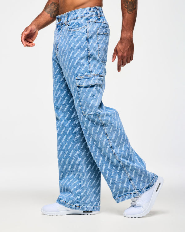 Blue Jean Baggy Denim Cargo Pants