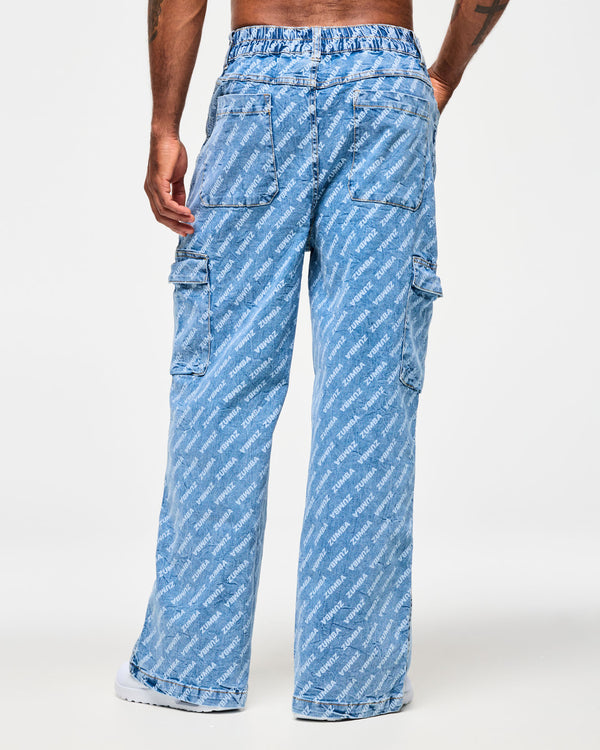 Blue Jean Baggy Denim Cargo Pants