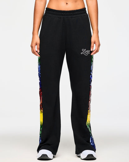 Zumba Wide Leg Sweatpants With Sequin Panels