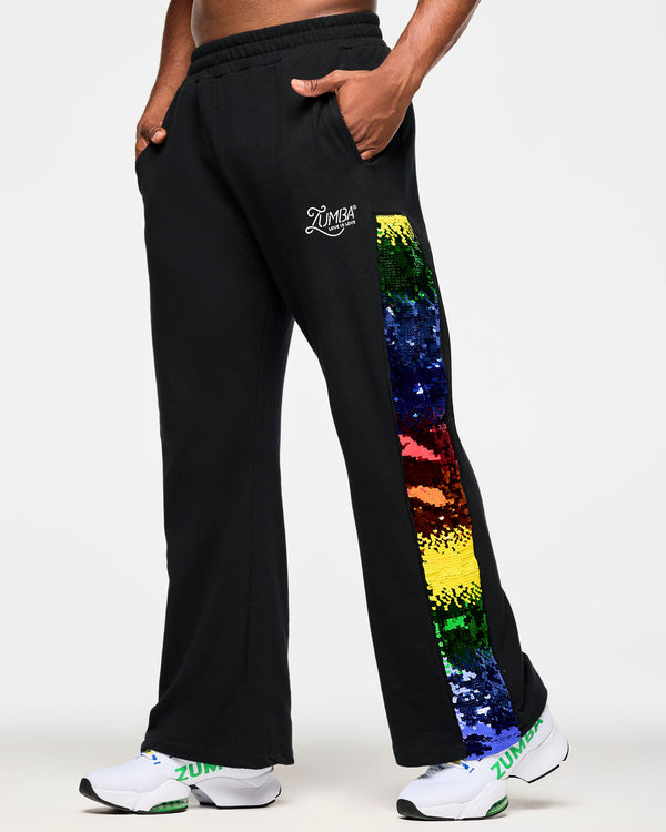 Zumba Wide Leg Sweatpants With Sequin Panels