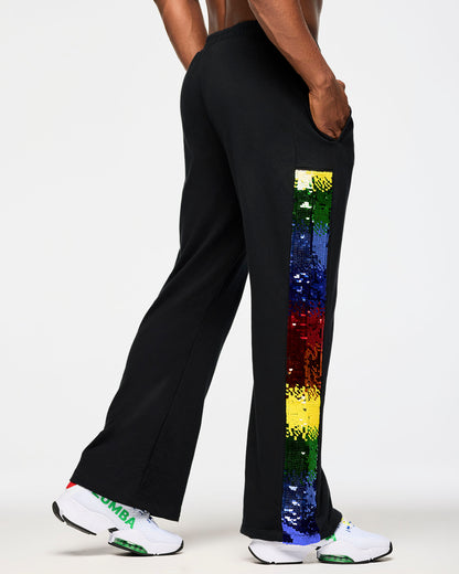 Zumba Wide Leg Sweatpants With Sequin Panels