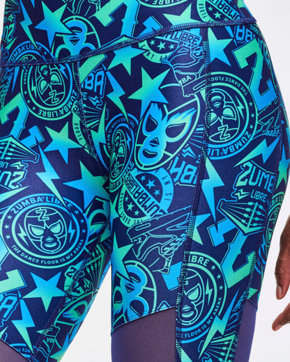 Zumba Libre High Waisted Ankle Legging With Mesh Inserts