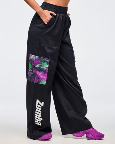 Apres Zumba Wide Leg Woven Cargo Pants