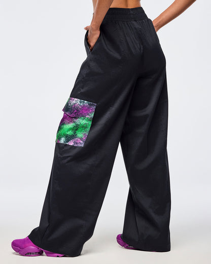 Apres Zumba Wide Leg Woven Cargo Pants