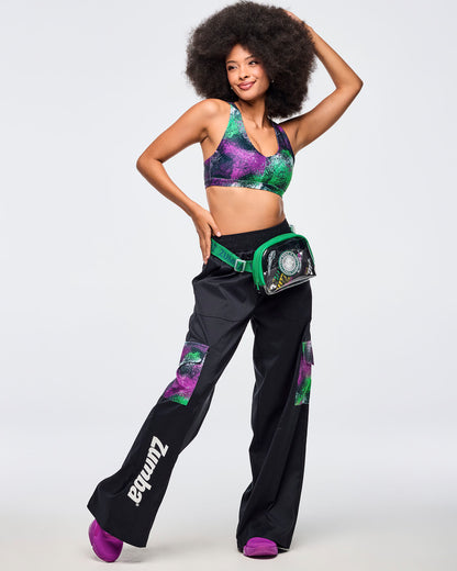 Apres Zumba Wide Leg Woven Cargo Pants