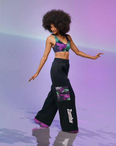 Apres Zumba Wide Leg Woven Cargo Pants