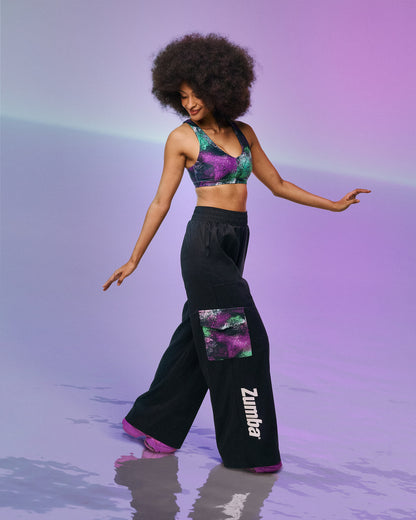 Apres Zumba Wide Leg Woven Cargo Pants